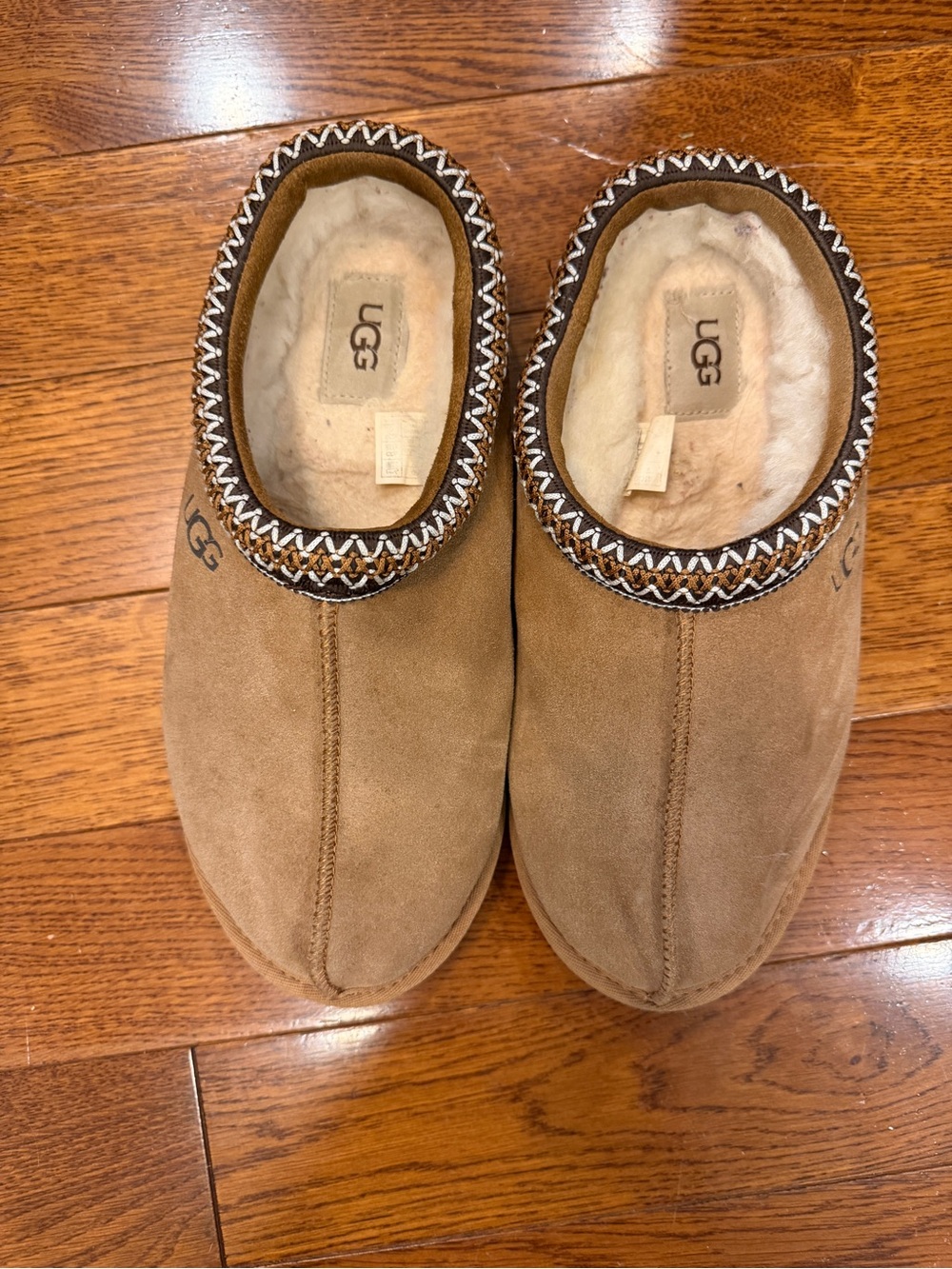 UGG Women's Chestnut Suede Shearling-Lined Clog Mules